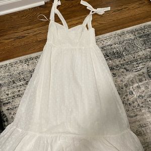 White midi dress tie sleeves